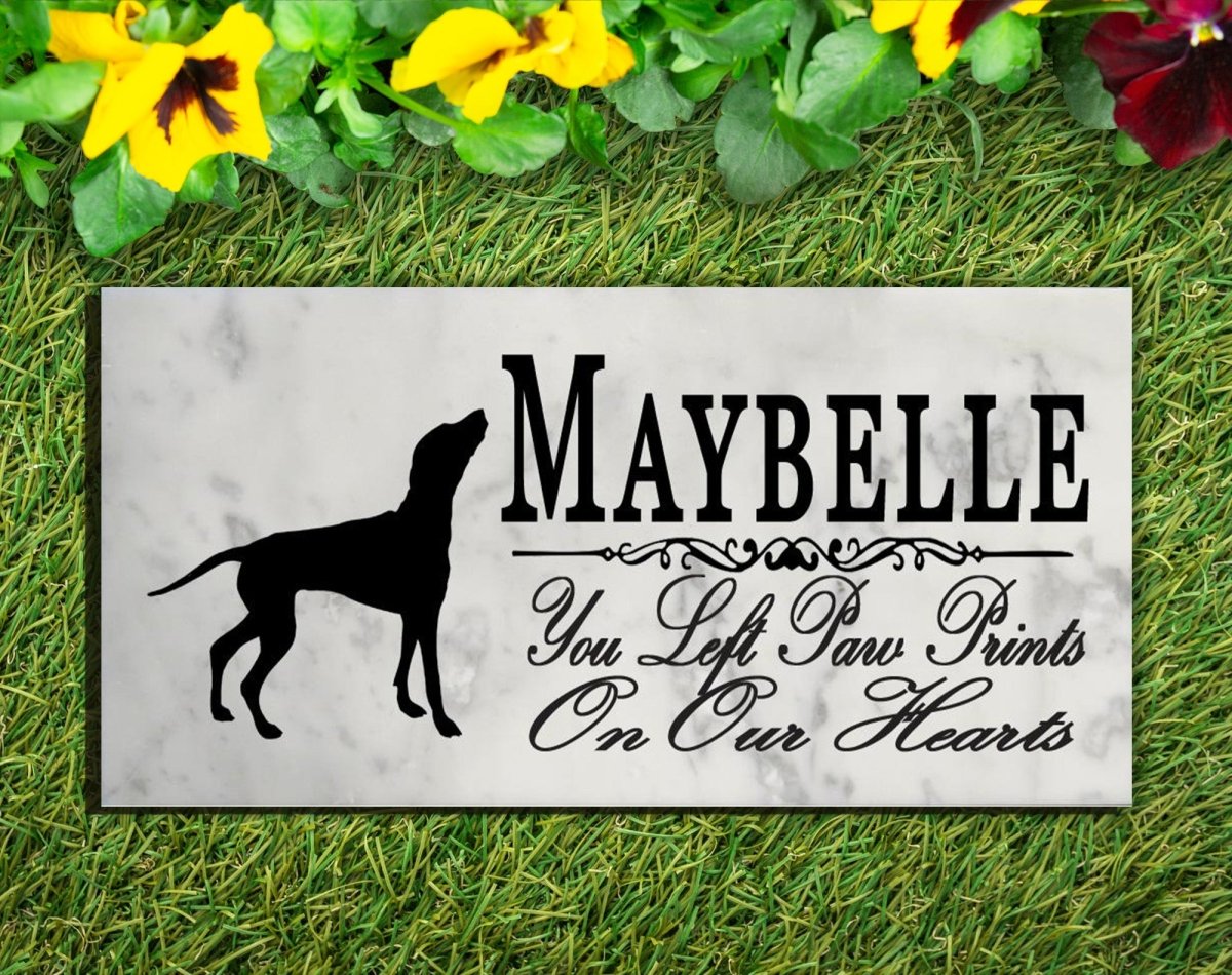 Weimaraner Memorial Stone Personalized You Left Paw Prints On Our Hearts Grave Marker Outdoor or Indoor