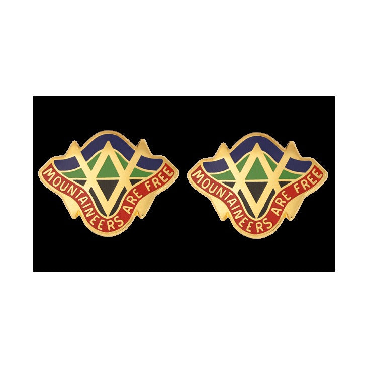 West Virginia State Headquarters Army National Guard Unit Crest DUI - 1 PAIR - MOUNTAINEERS ARE FREE