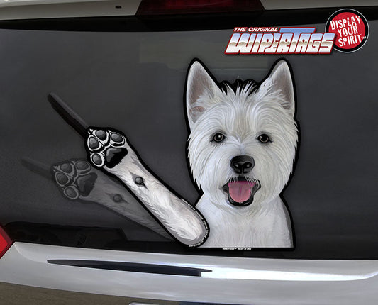 Maggie the Westie Waving Dog WiperTags