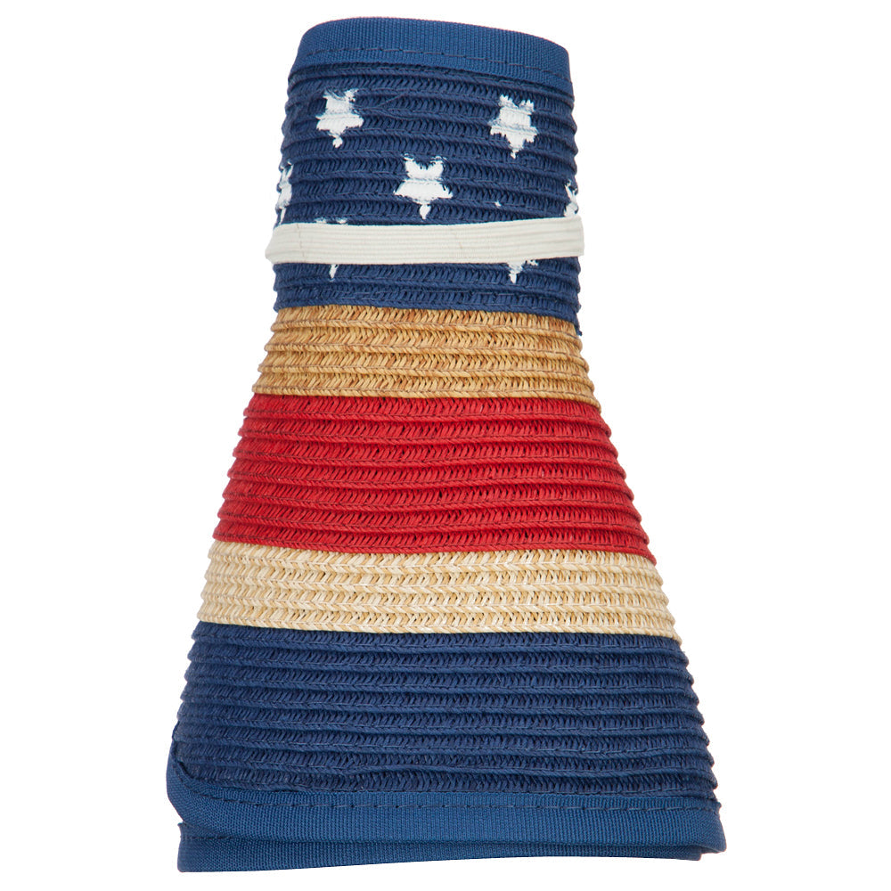 Women's USA Flag Roll Up Paper Braid Visor