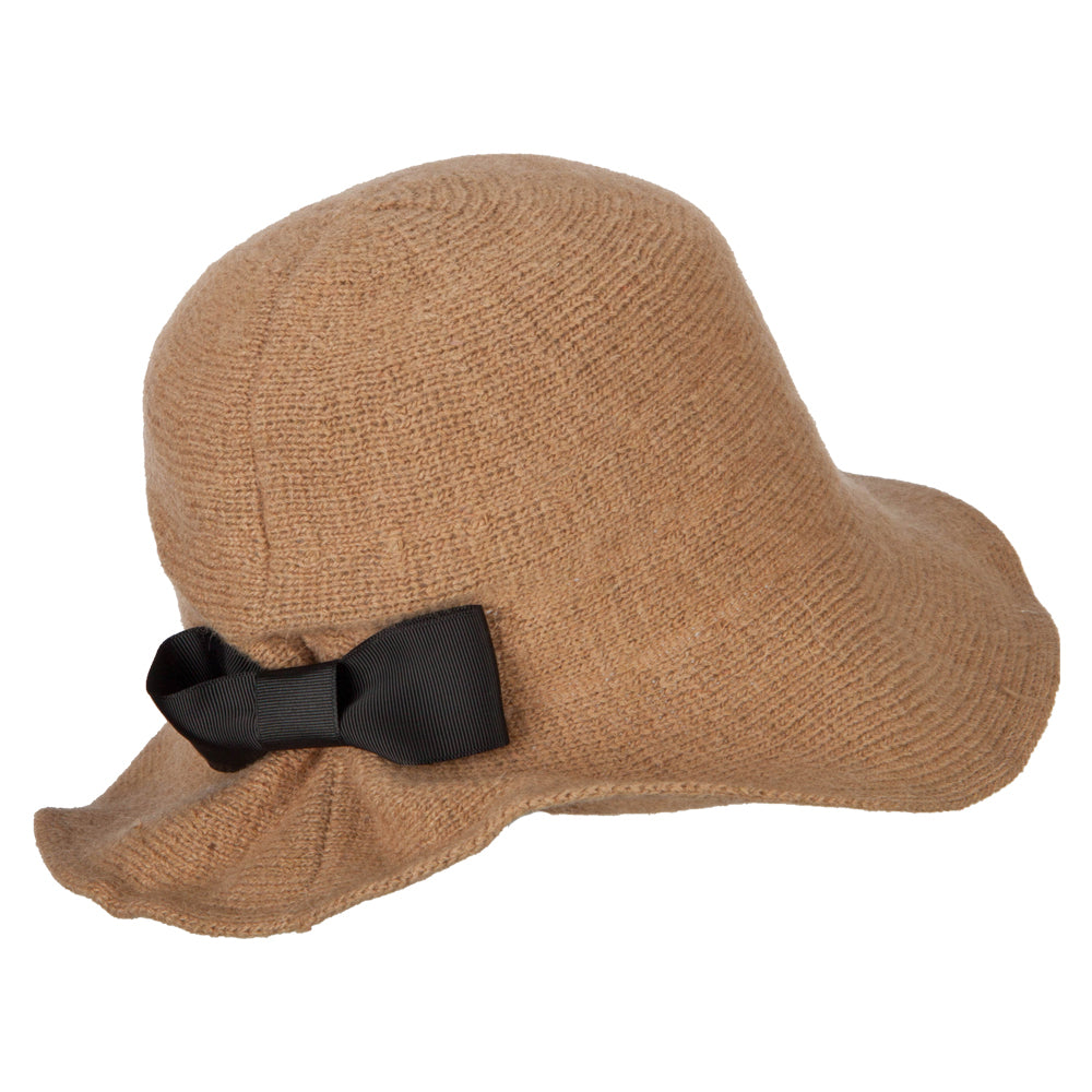 Women's Grosgrain Bow Accented Cloche Bucket Hat