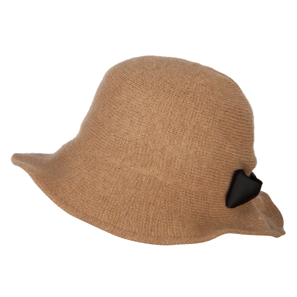 Women's Grosgrain Bow Accented Cloche Bucket Hat