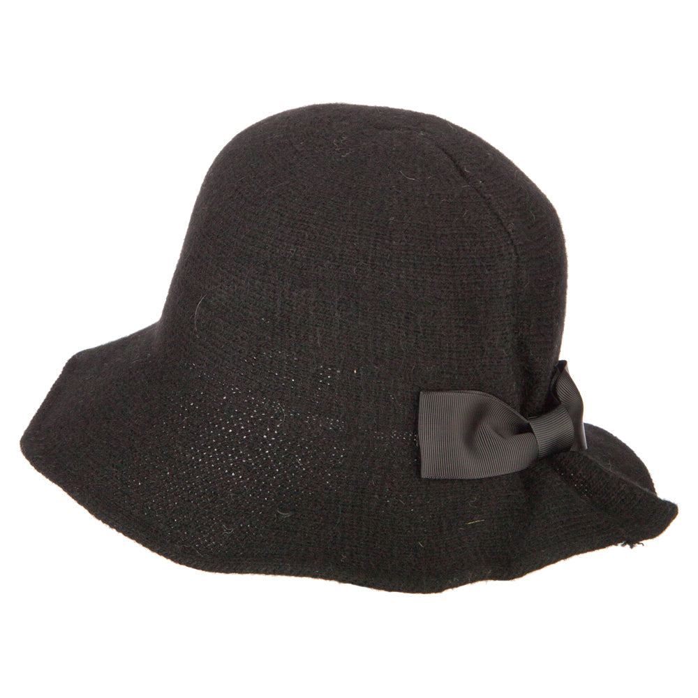 Women's Grosgrain Bow Accented Cloche Bucket Hat