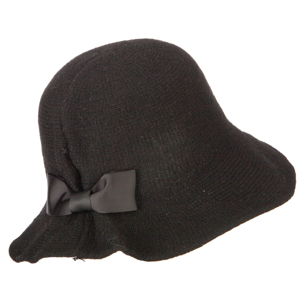 Women's Grosgrain Bow Accented Cloche Bucket Hat