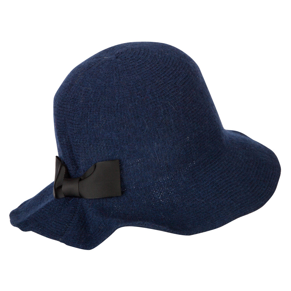 Women's Grosgrain Bow Accented Cloche Bucket Hat