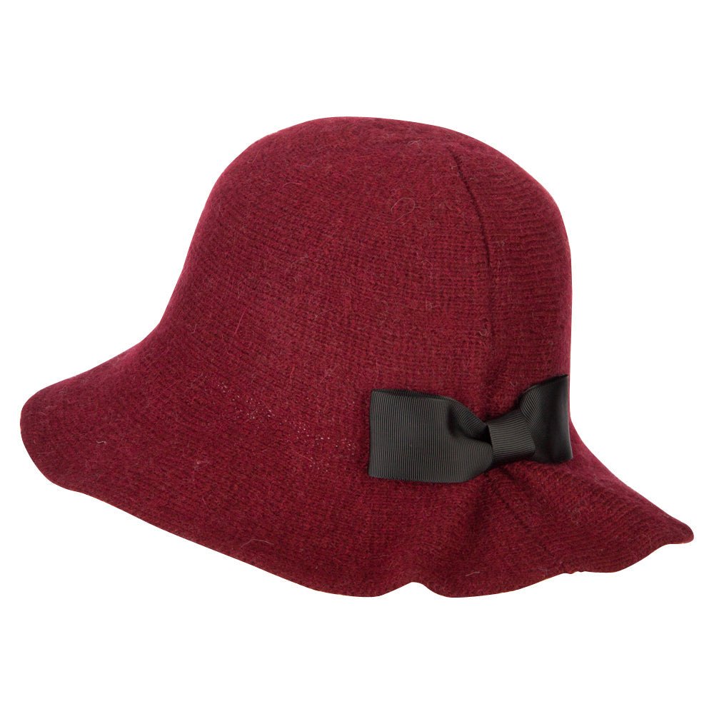 Women's Grosgrain Bow Accented Cloche Bucket Hat