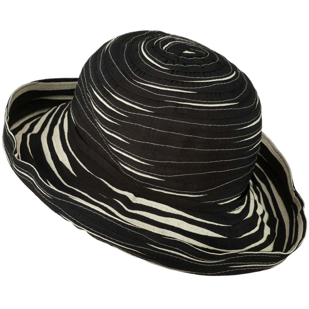 Women's Hat with Offset Spiral Sewn Ribbon
