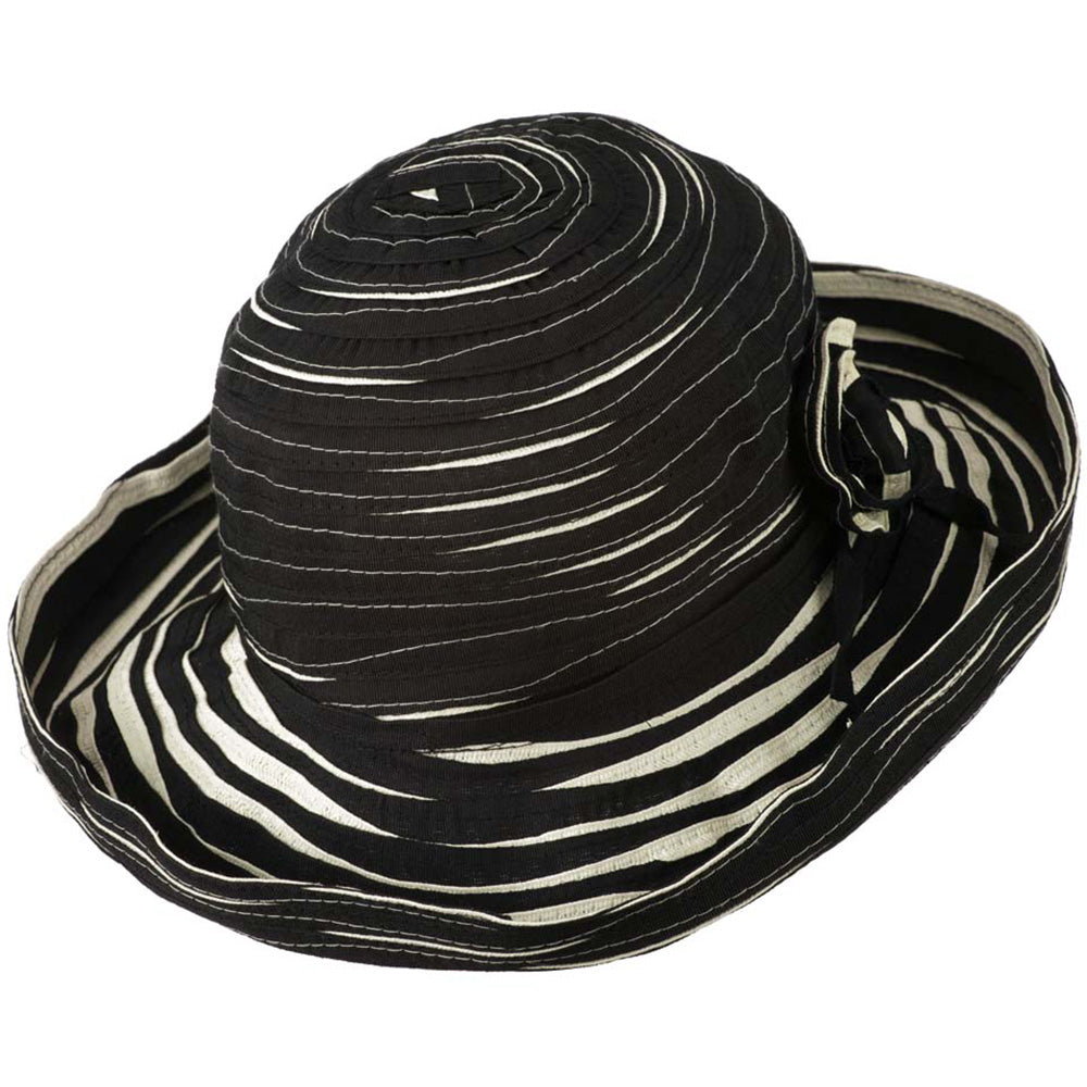 Women's Hat with Offset Spiral Sewn Ribbon