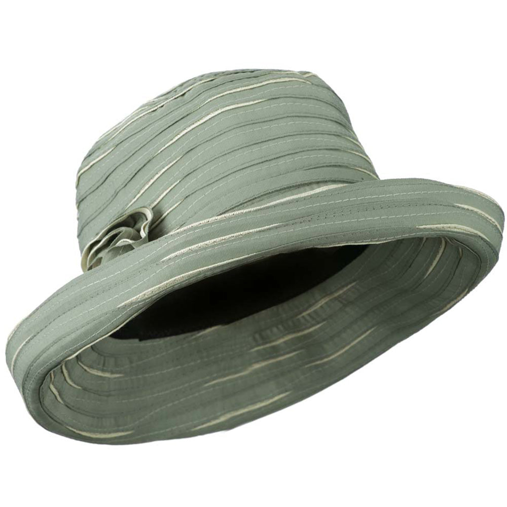 Women's Hat with Offset Spiral Sewn Ribbon