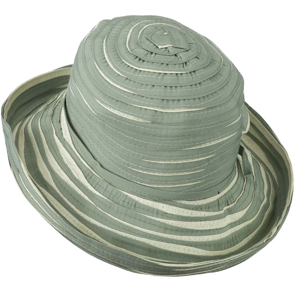 Women's Hat with Offset Spiral Sewn Ribbon