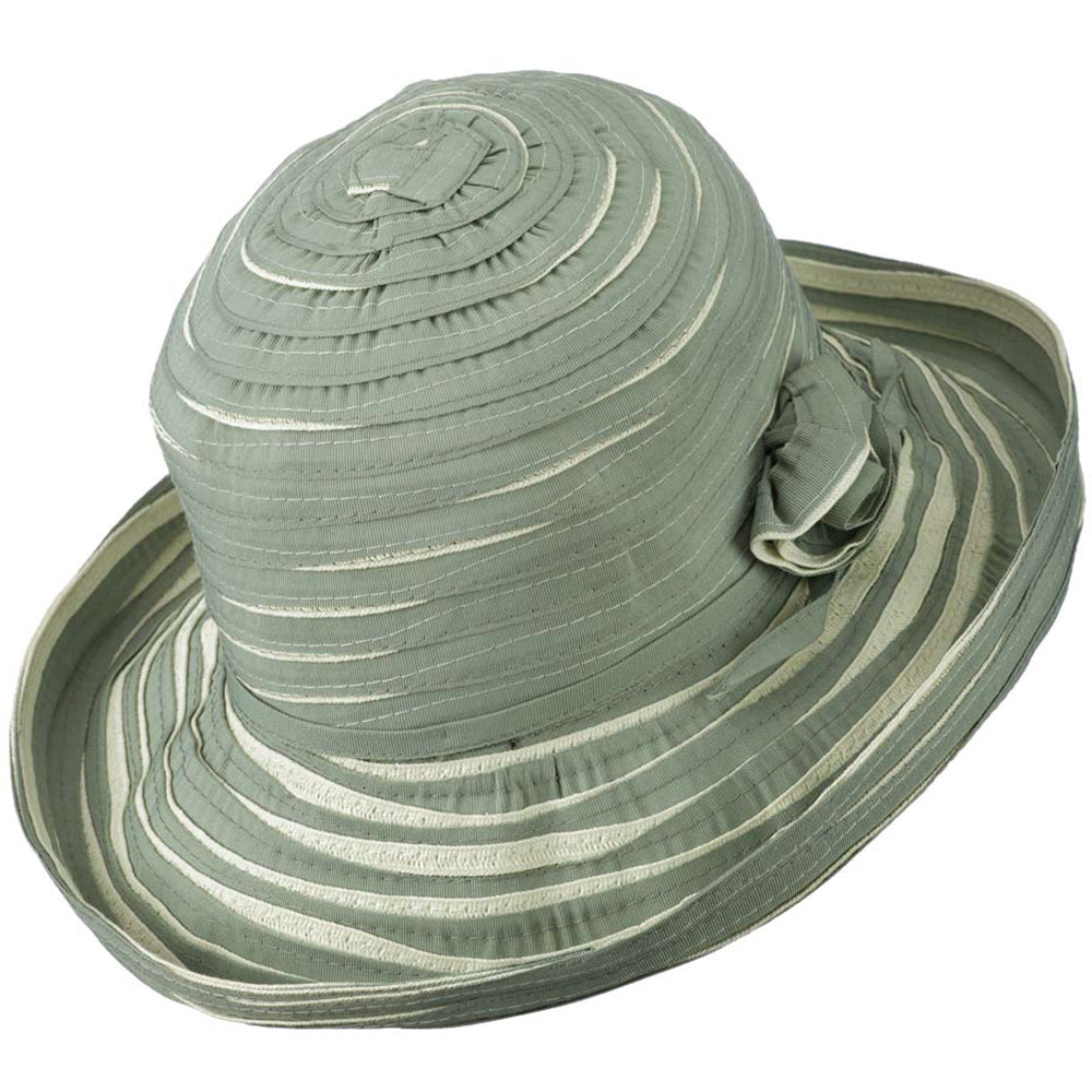 Women's Hat with Offset Spiral Sewn Ribbon