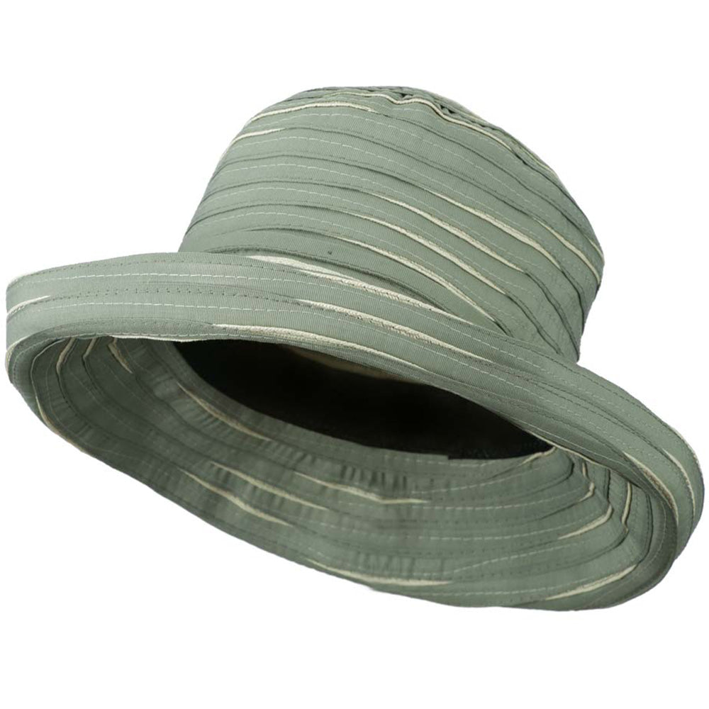 Women's Hat with Offset Spiral Sewn Ribbon