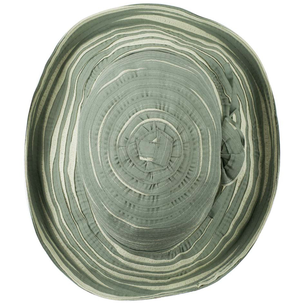 Women's Hat with Offset Spiral Sewn Ribbon