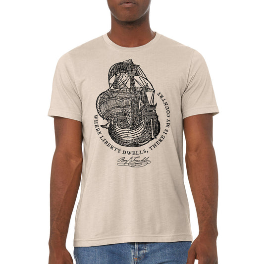 Ben Franklin Where Liberty Dwells Quotation Graphic T-Shirt