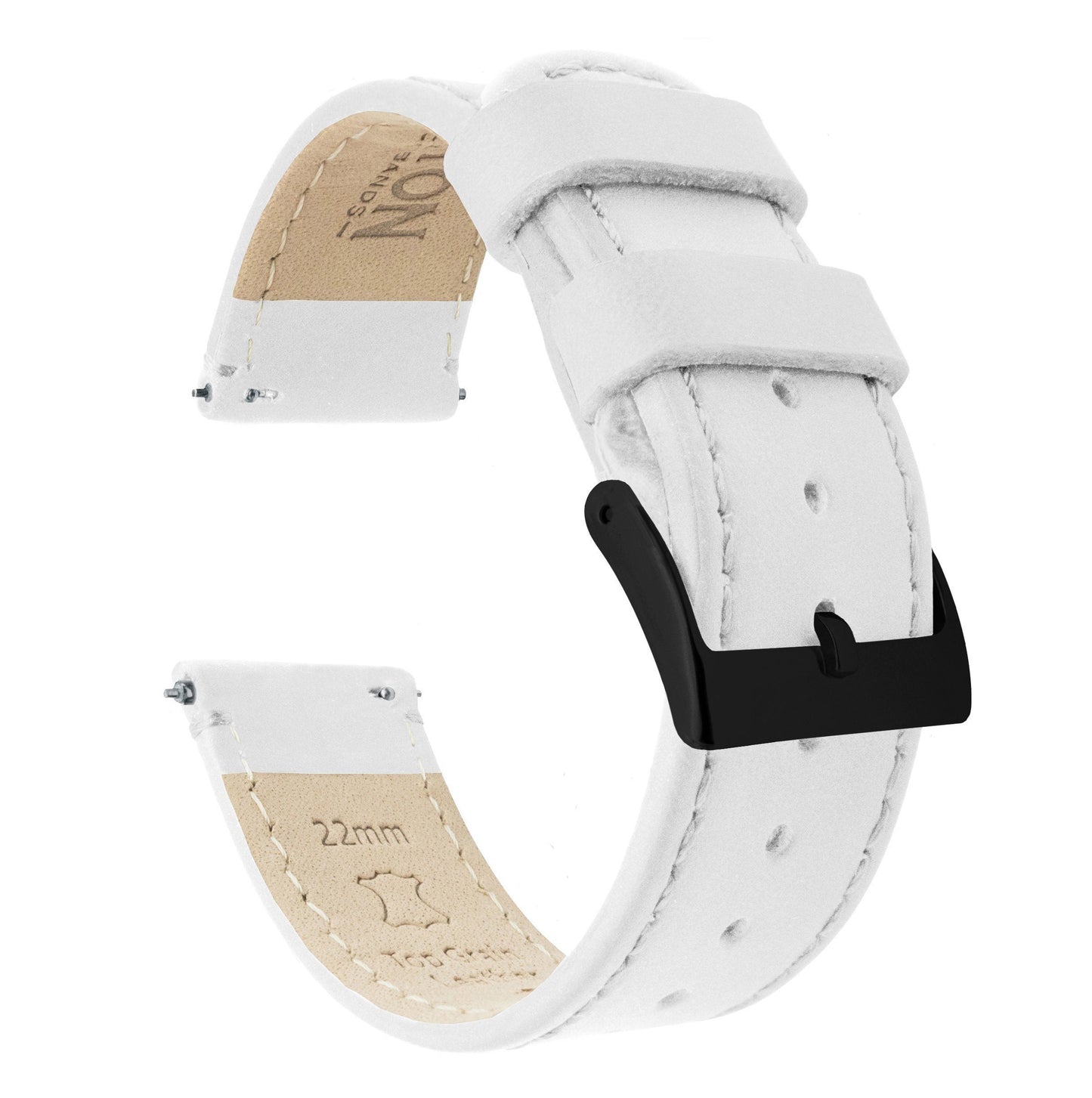 White Leather White Stitching Watch Band