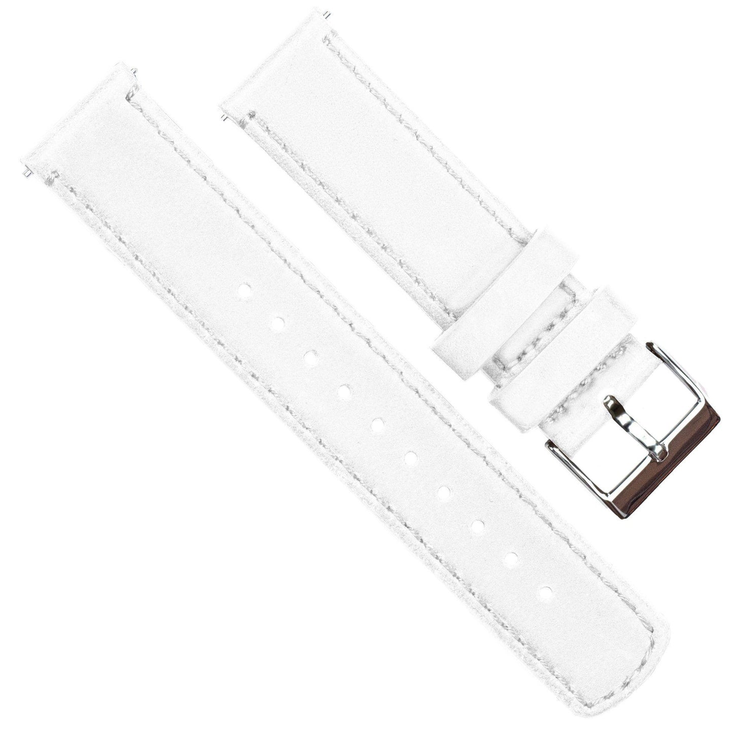 White Leather White Stitching Watch Band