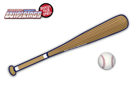 White & Navy Baseball Bat WiperTags with Ball Decal