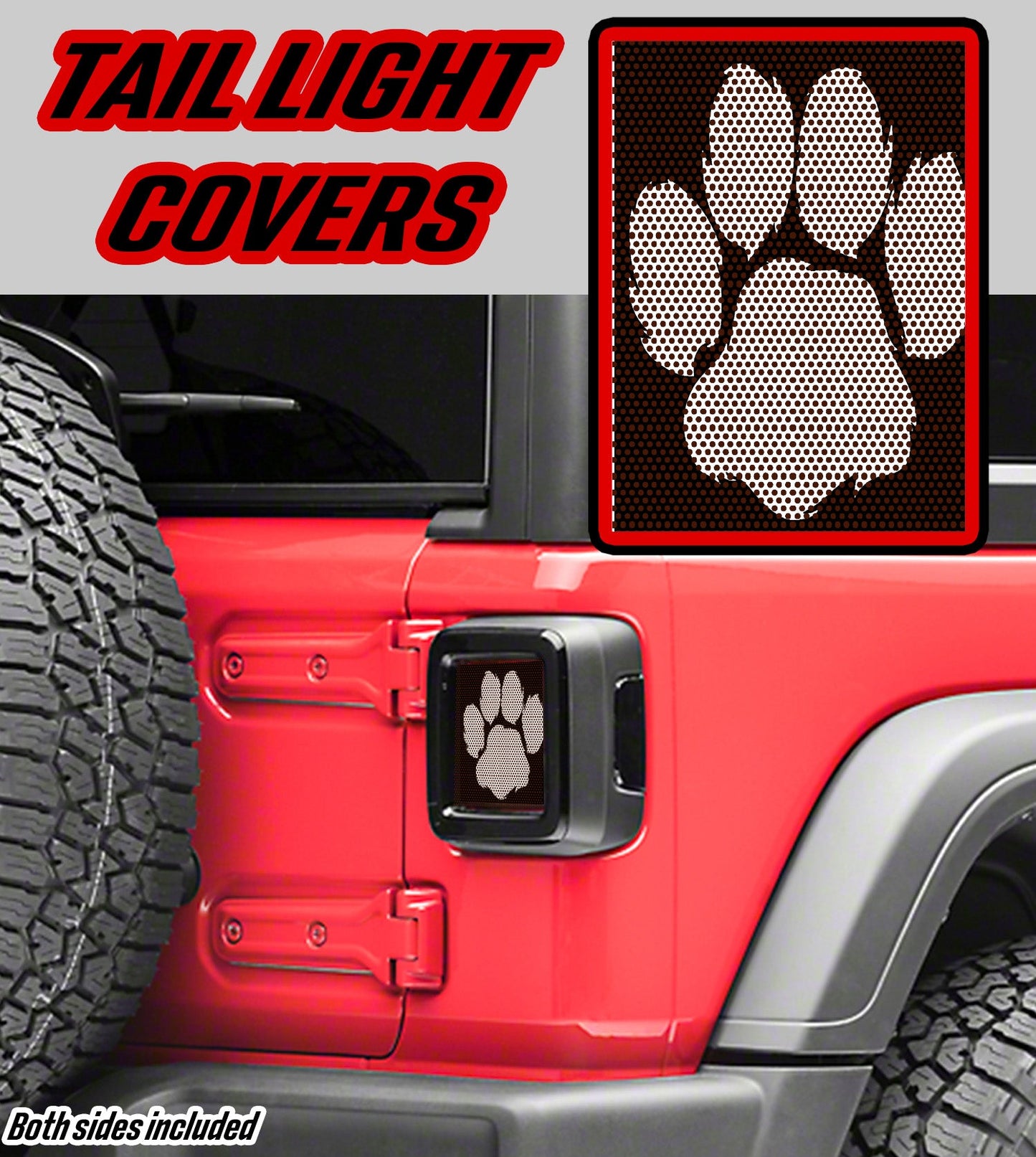 White paw print Taillight cover decal
