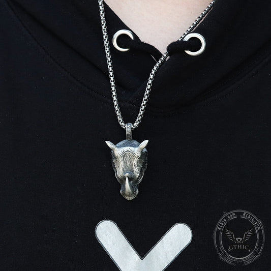 Wild Rhinoceros Pure Tin Necklace