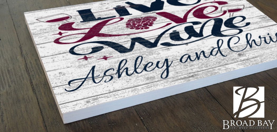 Wine Lover Sign Gift Personalized Live Love Wine Sign for Kitchen or Home