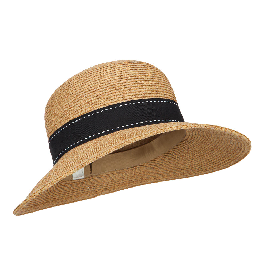 Women's Paper Braid 3.5 Inch Brim Ribbon Hat