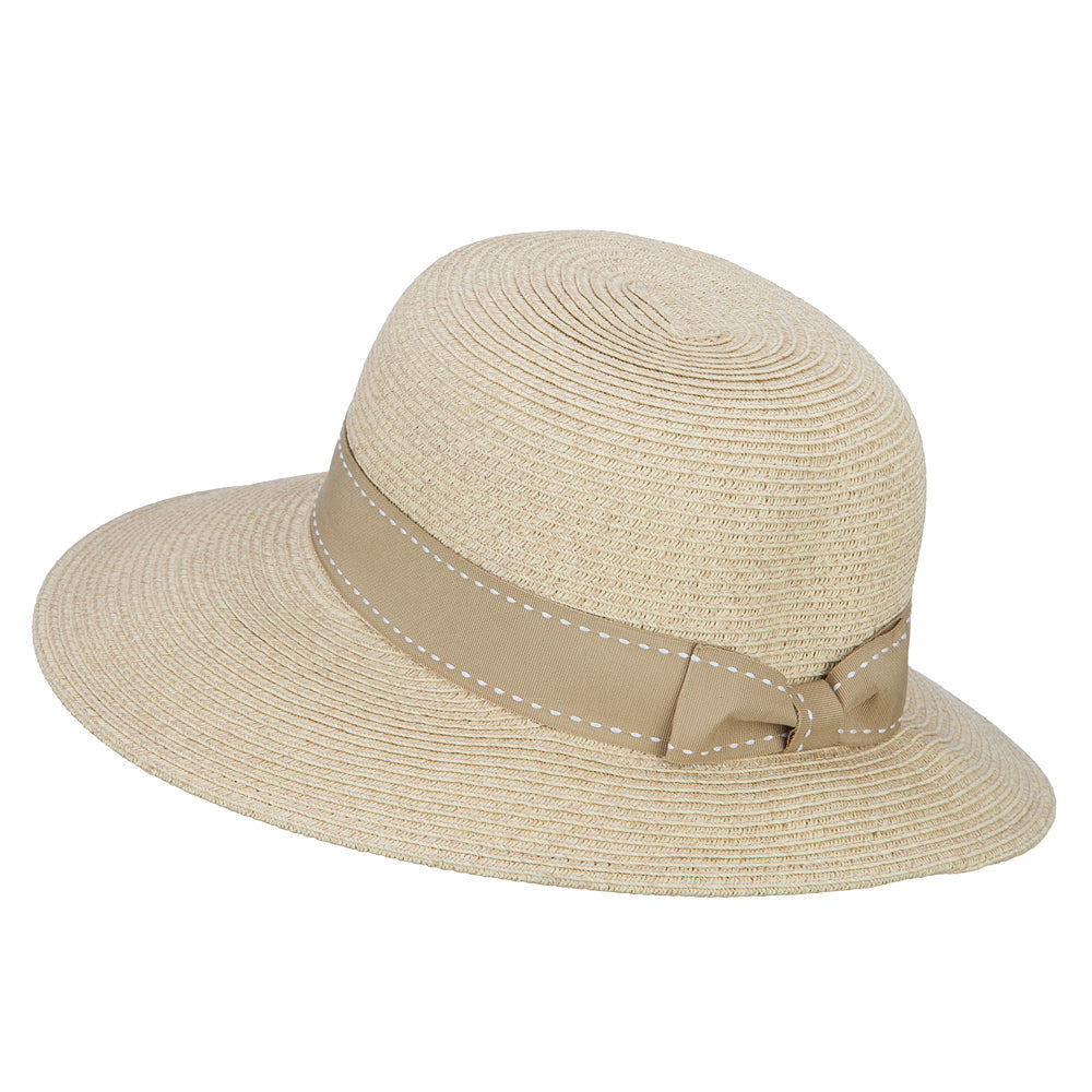 Women's Paper Braid 3.5 Inch Brim Ribbon Hat