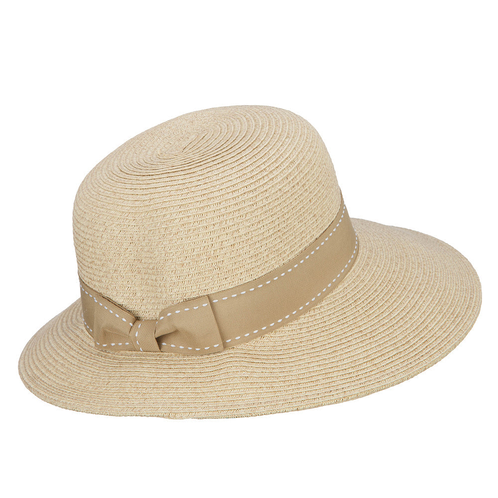 Women's Paper Braid 3.5 Inch Brim Ribbon Hat