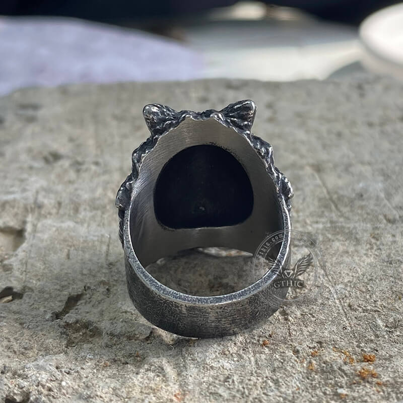 Wolf Head Stainless Steel Skull Ring