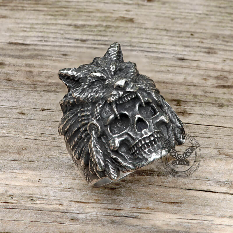 Wolf Head Stainless Steel Skull Ring
