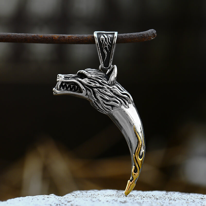 Wolf Tooth Stainless Steel Amulet Pendant