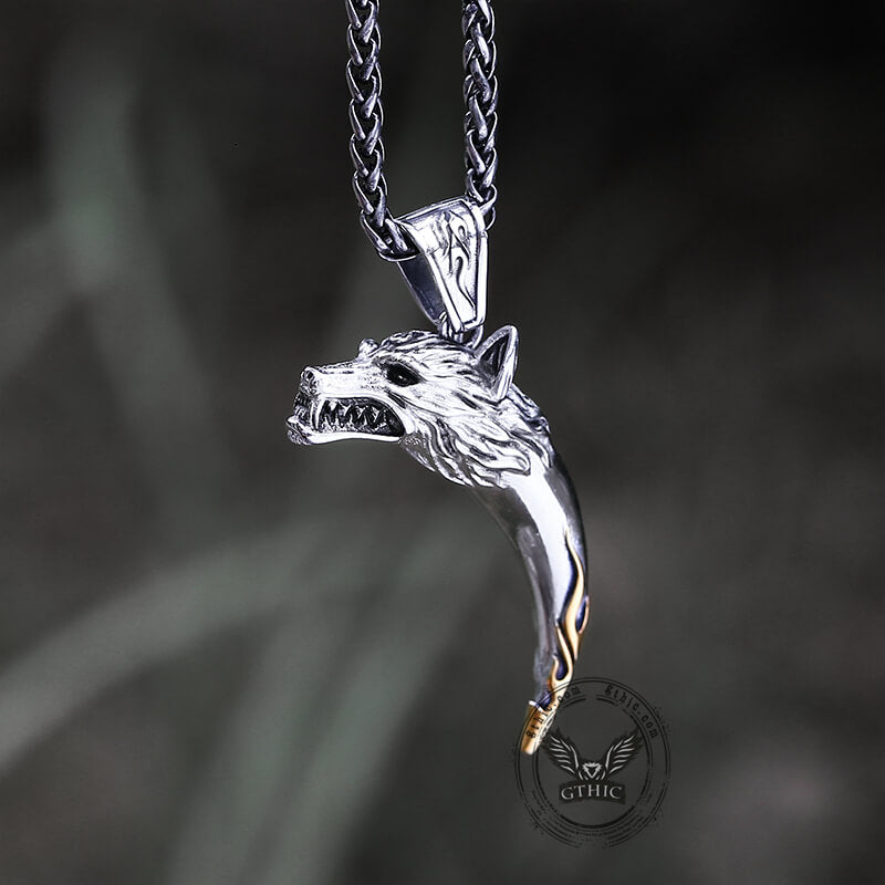 Wolf Tooth Stainless Steel Amulet Pendant