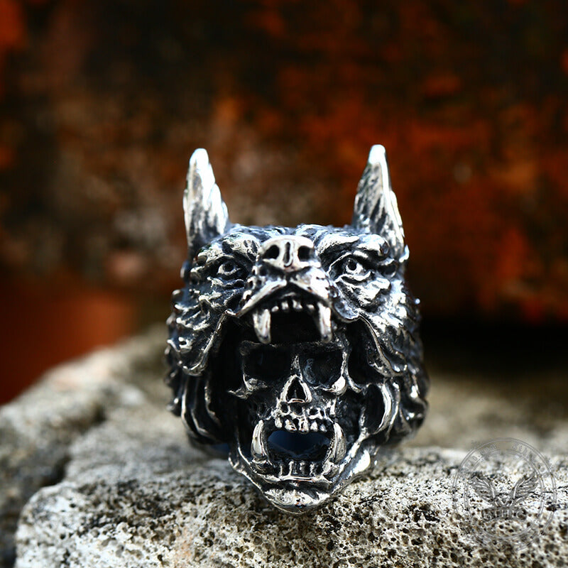 Wolf Warrior Stainless Steel Skull Ring