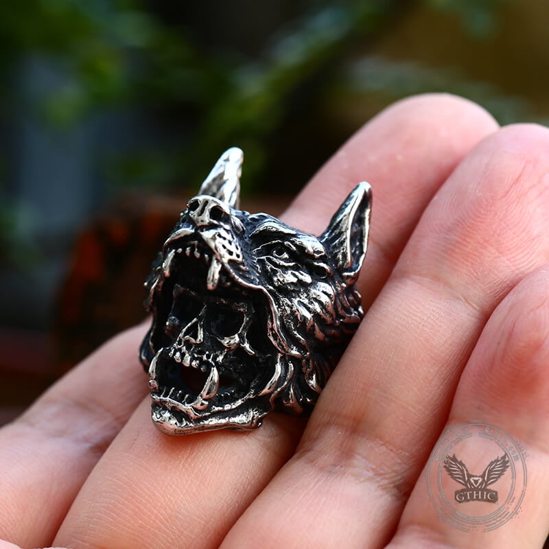Wolf Warrior Stainless Steel Skull Ring