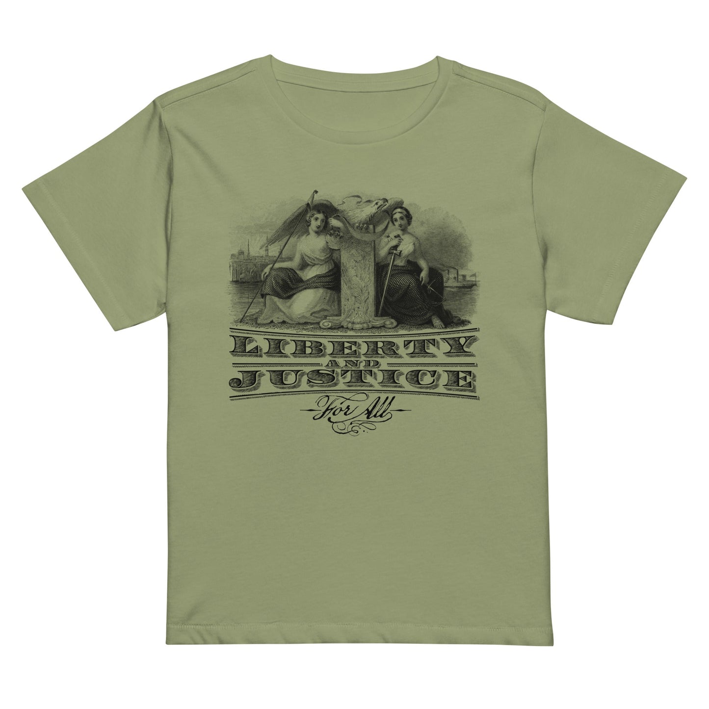 Liberty and Justice Women’s high-waisted t-shirt