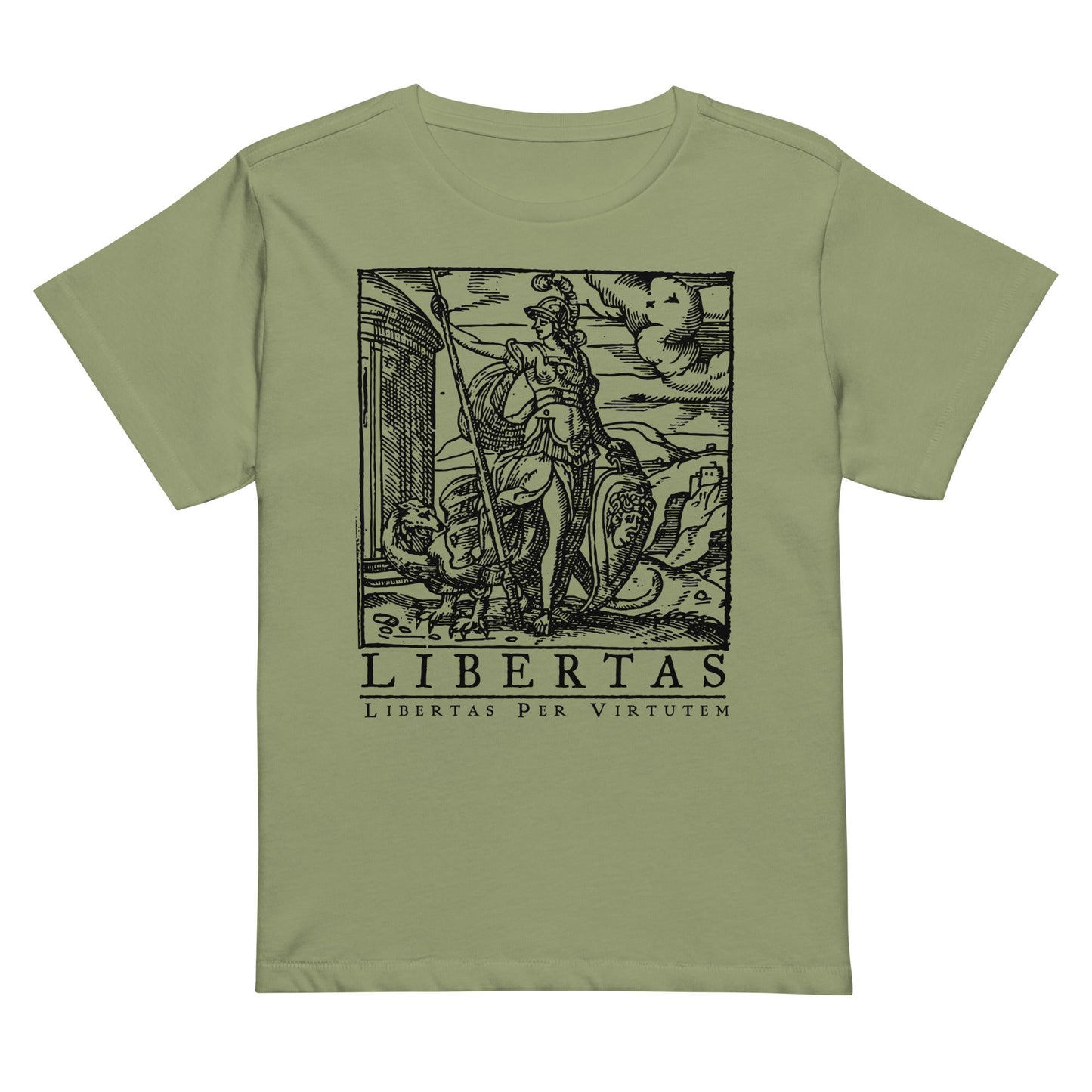 Libertas Freedom Through Virtue Women’s High-Waisted T-shirt