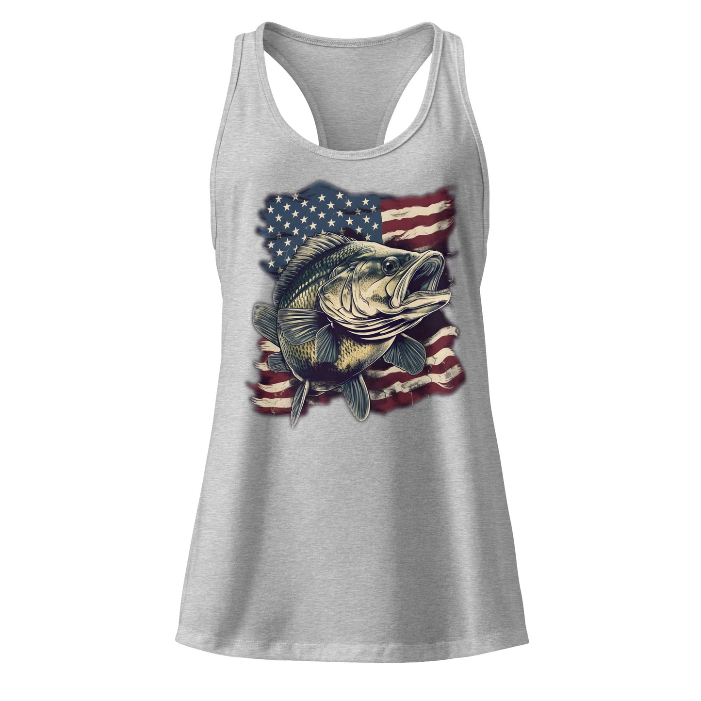 Bass Fishing USA Women’s Racerback Tank, Grey or White