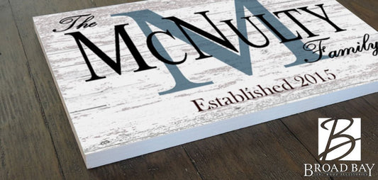 Wood Monogram Name Sign and Established Date for Wedding Gift for Couple EST. Date