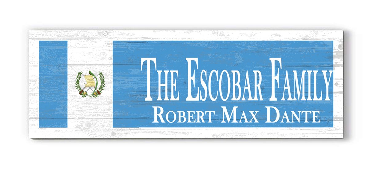 Wooden Guatemala Flag Sign Family Name Custom Guatemalan Wedding Gift