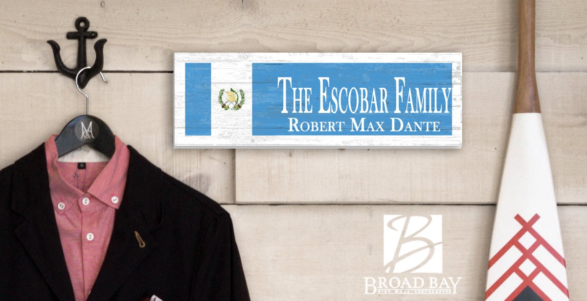 Wooden Guatemala Flag Sign Family Name Custom Guatemalan Wedding Gift