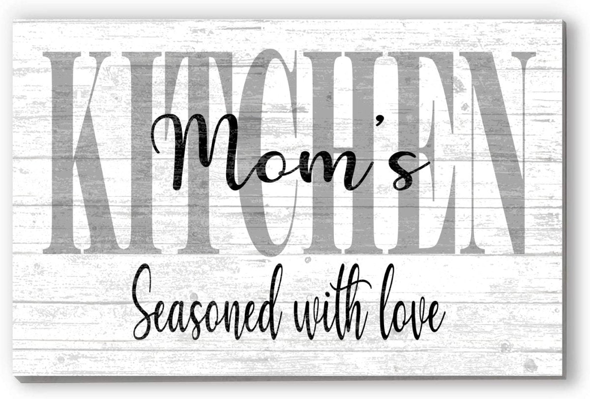 Personalized Kitchen Sign – “Seasoned With Love” Rustic Wall Art | Custom Solid Wood Gift for Mom or Home Chef