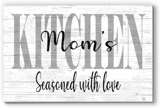 Personalized Kitchen Sign – “Seasoned With Love” Rustic Wall Art | Custom Solid Wood Gift for Mom or Home Chef