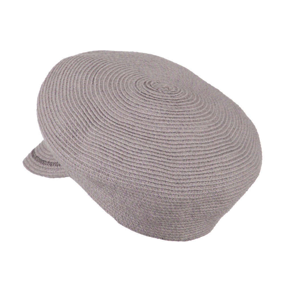 Women's Paper Braid Newsboy Hat with Velvet Bow Trim