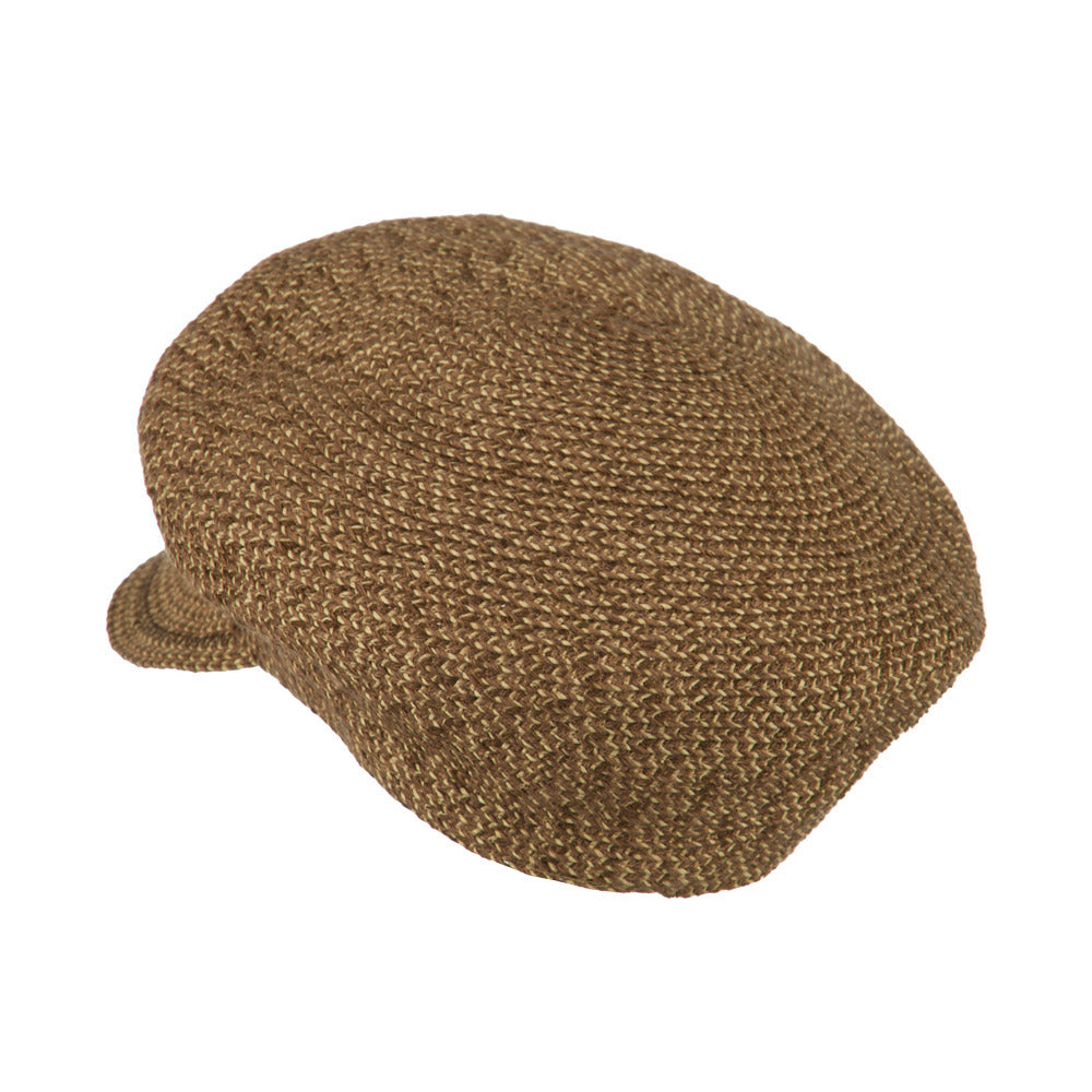 Women's Paper Braid Newsboy Hat with Velvet Bow Trim