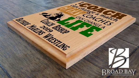 Wrestling Coach Gift Plaque CUSTOM Great Wrestling Team Coaches Gifts
