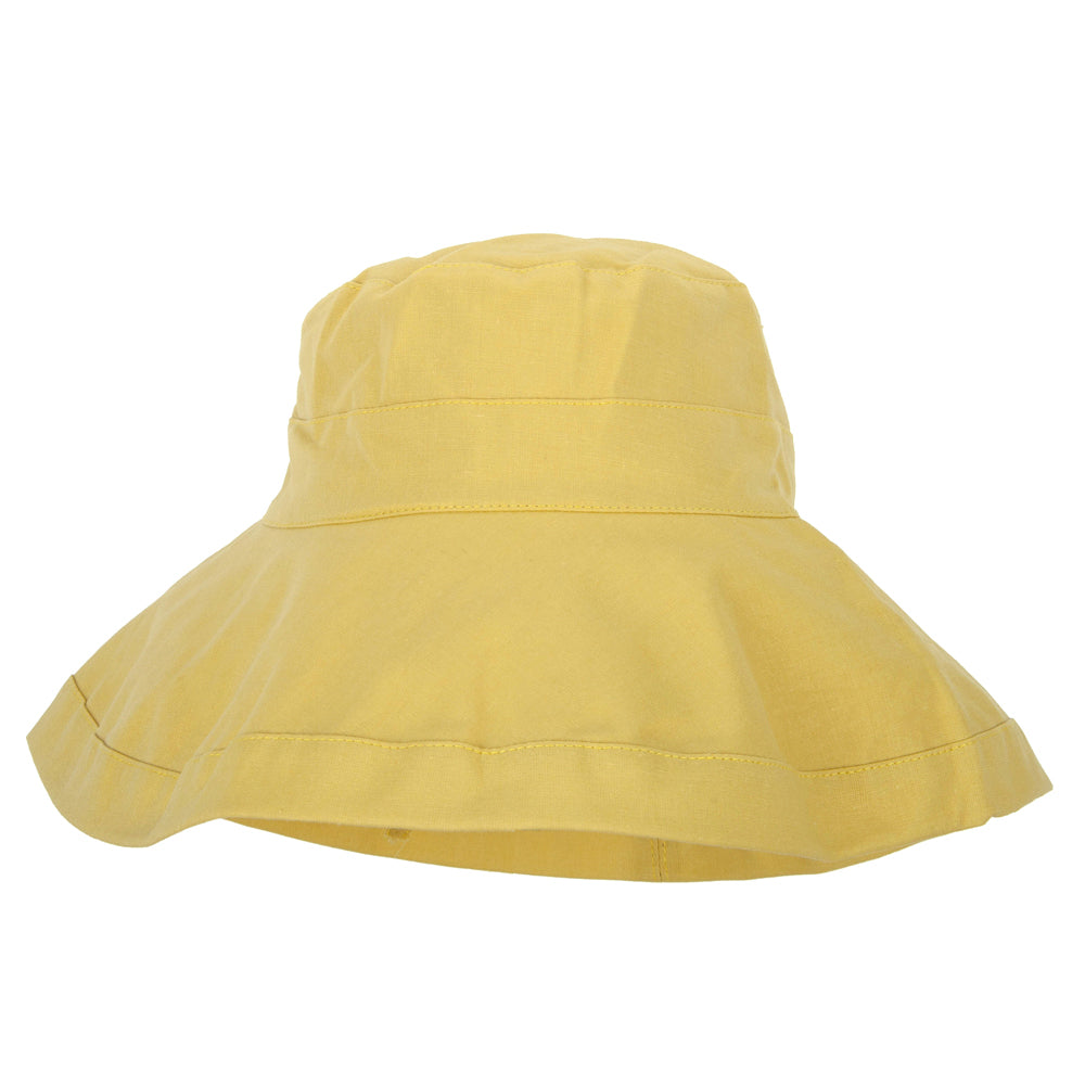 Women's Turn Up Brim Cotton Linen Dressy Bucket Hat