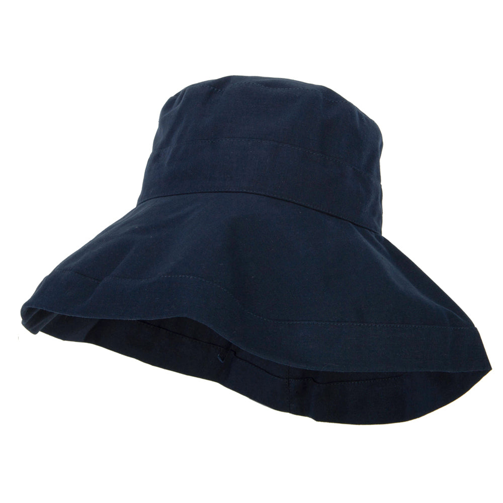 Women's Turn Up Brim Cotton Linen Dressy Bucket Hat