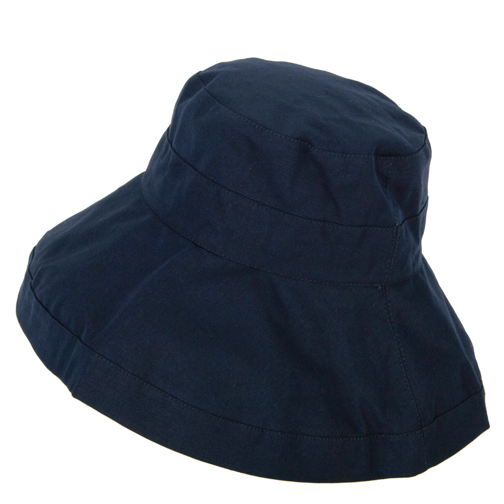 Women's Turn Up Brim Cotton Linen Dressy Bucket Hat