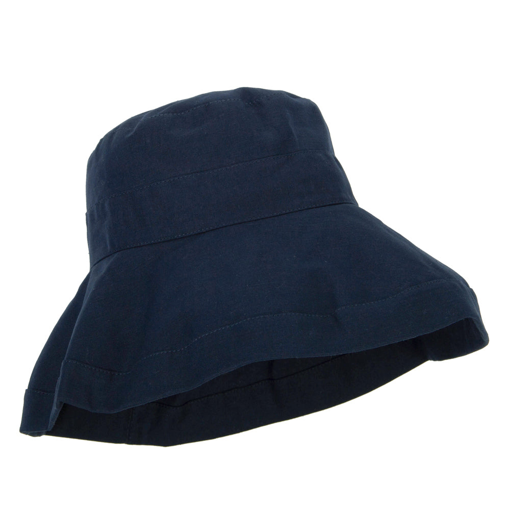 Women's Turn Up Brim Cotton Linen Dressy Bucket Hat
