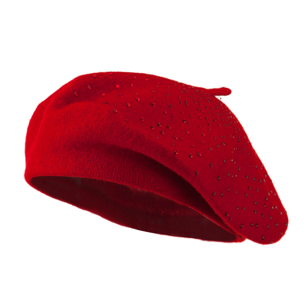 Wool Beret with Bead Spiral Design