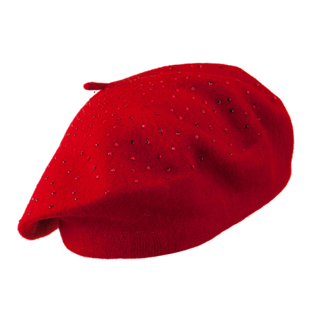 Wool Beret with Bead Spiral Design